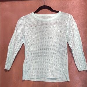 Sparkling Sequin Long Sleeve Top mint green